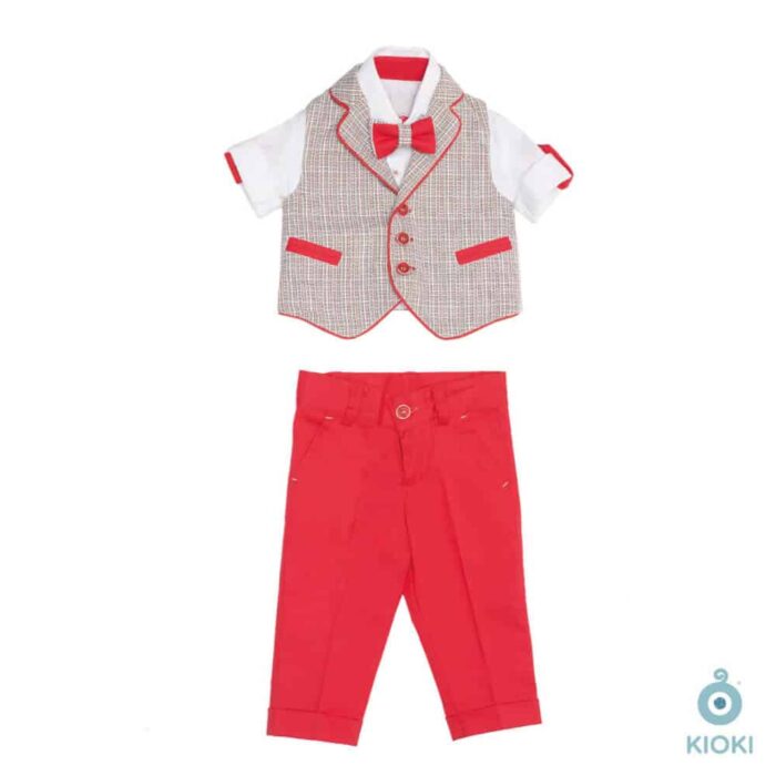 Completo Cerimonia Bambino 4 Pezzi - Abito Con Gilet, Pantaloncini, Camicia E Papillon Per Matrimoni 2-12 Anni - Foto 4